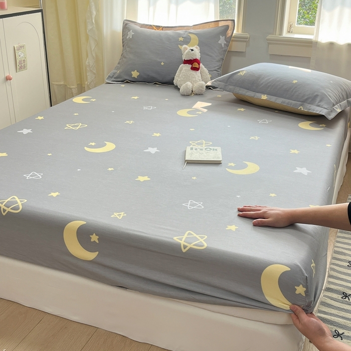 91家纺网 家纺一手货源 找家纺 菲梵家纺 2025新款小清新喷气印花全棉单品被套 趣味星空