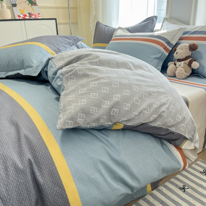 91家纺网 家纺一手货源 找家纺 菲梵家纺 2025新款小清新喷气印花全棉单品被套 晨光微出