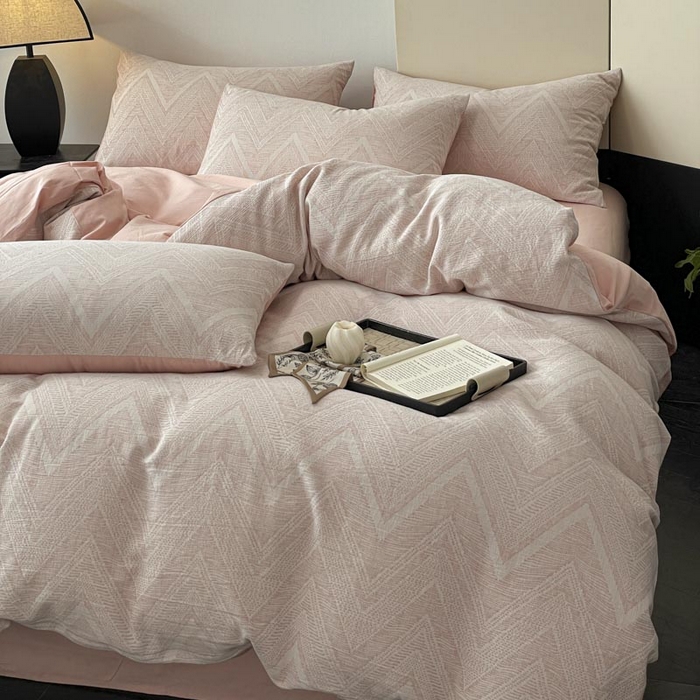 91家纺网 家纺一手货源 找家纺 ab家纺 2025新款全棉三层纱小提花四件套 伯爵 - 豆沙