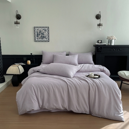 91家纺网 家纺一手货源 找家纺 仟网汇 2025新款小清新有氧针织棉双层纱系列四件套 心屿