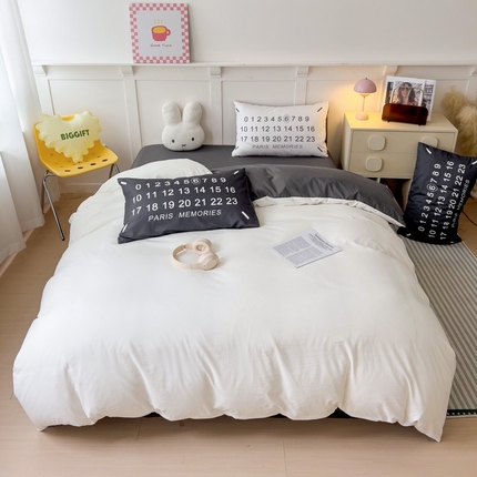 91家纺网 家纺一手货源 找家纺 海岛哥哥 2025新款设计师款双拼纯色+大版枕套系列四件套 双拼-幸运数字