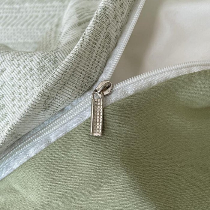 91家纺网 家纺一手货源 找家纺 ab家纺 2025新款全棉三层纱小提花四件套 伯爵-绿