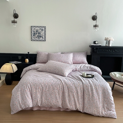 91家纺网 家纺一手货源 找家纺 （总）仟网汇 2025新款小清新有氧针织棉双层纱系列四件套