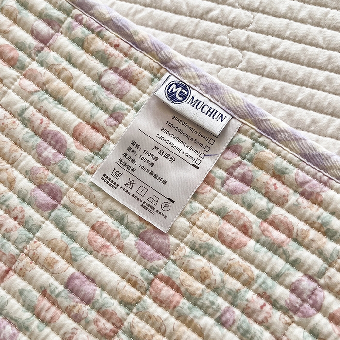 91家纺网 家纺一手货源 找家纺 沐纯家居  2025新款40支双面纯棉印花床盖三件套 紫韵