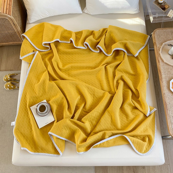 91家纺网 家纺一手货源 找家纺 尺素 2025新款针织棉夏被系列-莫兰迪 莫兰迪-姜黄