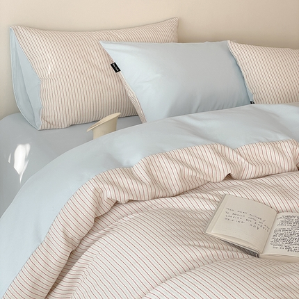 91家纺网 家纺一手货源 找家纺 （总）典曼家纺 2025新款A类华夫格色织多色提花四件套-森韵