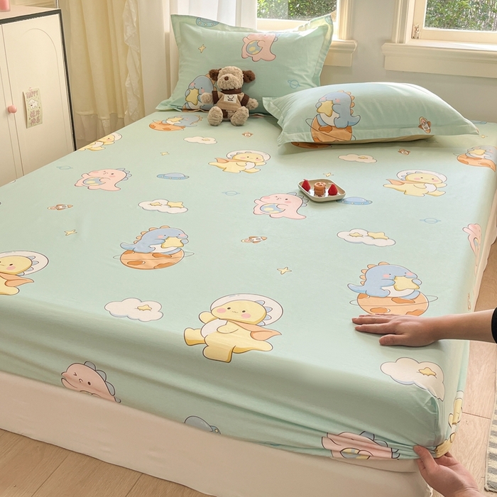 91家纺网 家纺一手货源 找家纺 菲梵家纺 2025新款小清新喷气印花全棉单品被套 太空龙