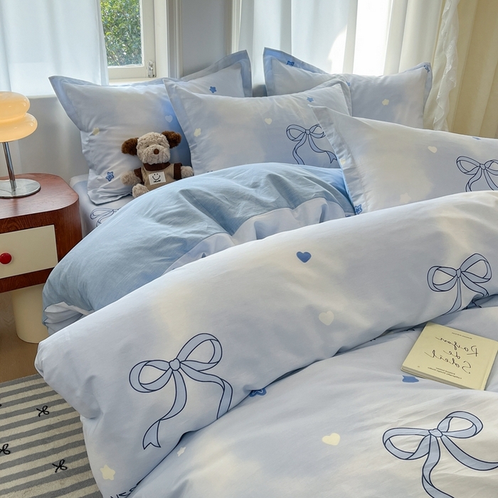 91家纺网 家纺一手货源 找家纺 菲梵家纺 2025新款小清新喷气印花全棉单品被套 蝶舞恋曲