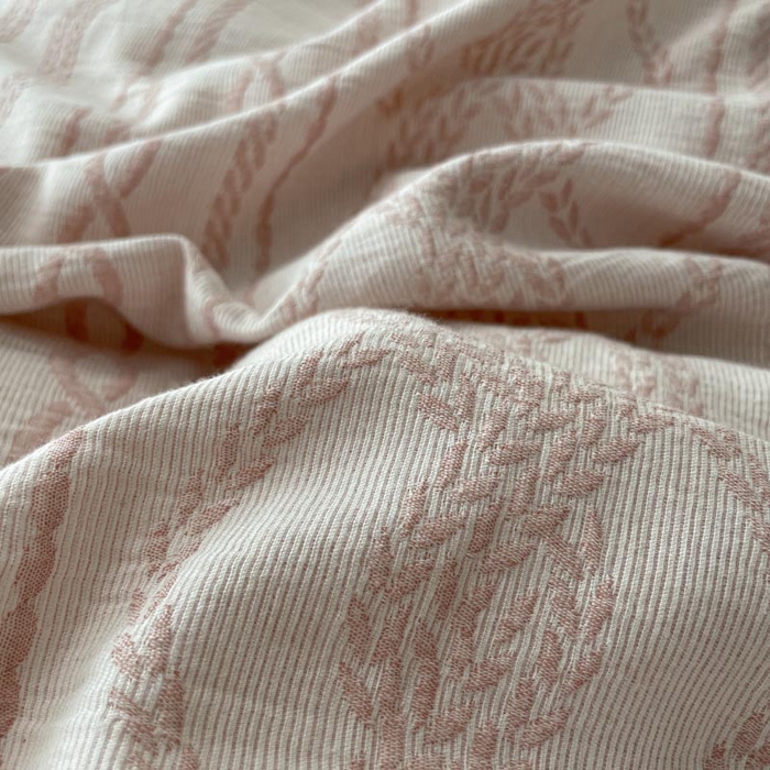 91家纺网 家纺一手货源 找家纺 ab家纺 2025新款全棉三层纱小提花四件套 暖阳-粉