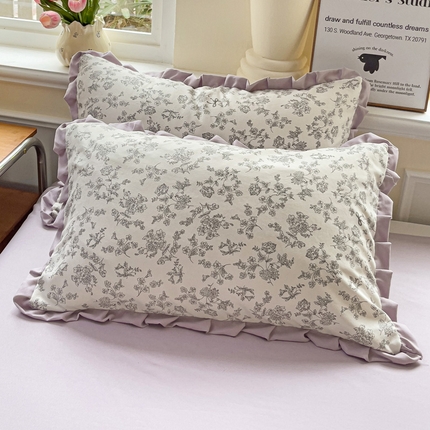 91家纺网 家纺一手货源 找家纺 （总）尤米 2025新款高克重针织双层纱花边款枕套