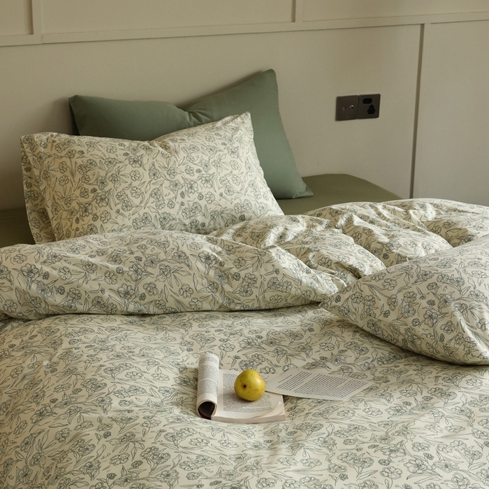 91家纺网 家纺一手货源 找家纺 梦可莱家居 2025新款全棉针织四件套【加大系列】 春晓绿