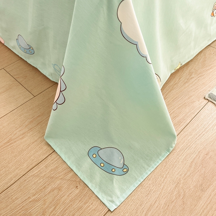 91家纺网 家纺一手货源 找家纺 菲梵家纺 2025新款小清新喷气印花全棉单品被套 太空龙