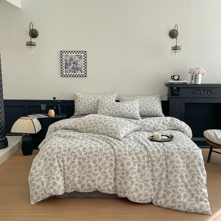 91家纺网 家纺一手货源 找家纺 （总）仟网汇 2025新款小清新有氧针织棉双层纱系列四件套