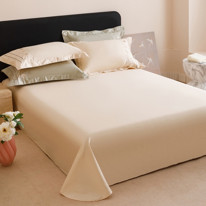 91家纺网 家纺一手货源 找家纺 艾莱家纺 2025新款A类100支长绒棉纯棉四件套-郁金香 郁金香-浅米驼