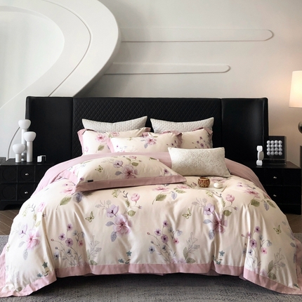 91家纺网 家纺一手货源 找家纺 （总）薏思家纺 2025新款磨毛大飞边工艺四件套-海棠依旧系列