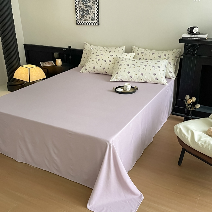 91家纺网 家纺一手货源 找家纺 仟网汇 2025新款小清新有氧针织棉双层纱系列四件套 鲜花小兔