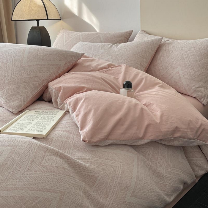 91家纺网 家纺一手货源 找家纺 ab家纺 2025新款全棉三层纱小提花四件套 伯爵 - 豆沙