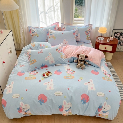 91家纺网 家纺一手货源 找家纺 （总）菲梵家纺 2025新款小清新喷气印花全棉四件套