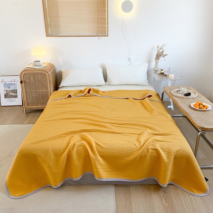 尺素 2025新款针织棉夏被系列-马卡龙 马卡龙-姜黄