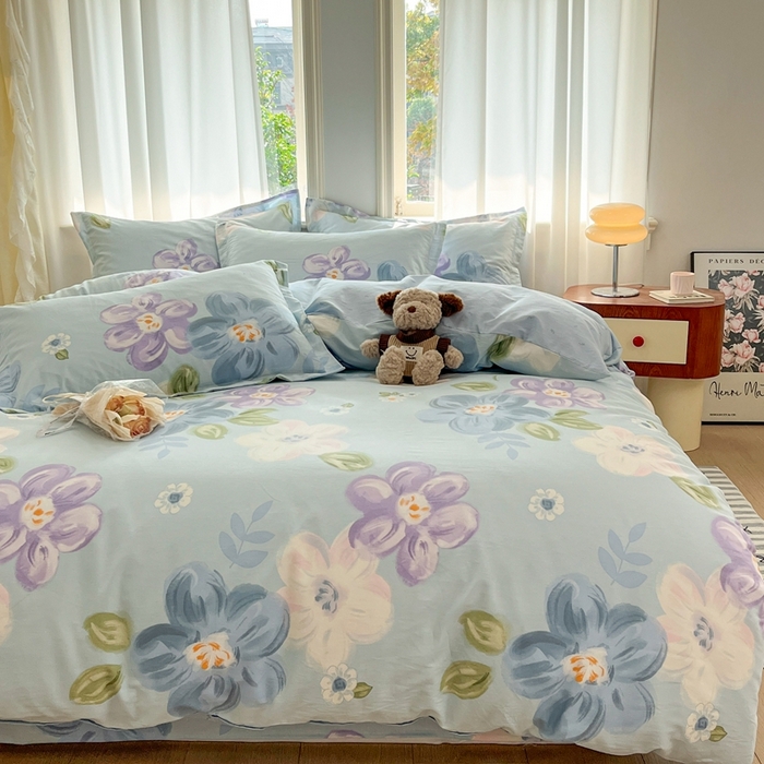 91家纺网 家纺一手货源 找家纺 菲梵家纺 2025新款小清新喷气印花全棉单品被套 伊洛