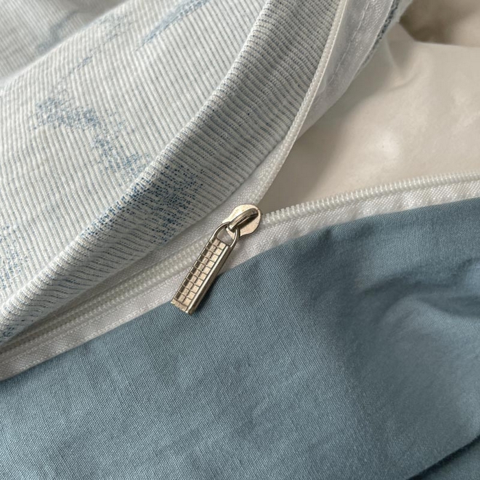 91家纺网 家纺一手货源 找家纺 ab家纺 2025新款全棉三层纱小提花四件套 素影-兰