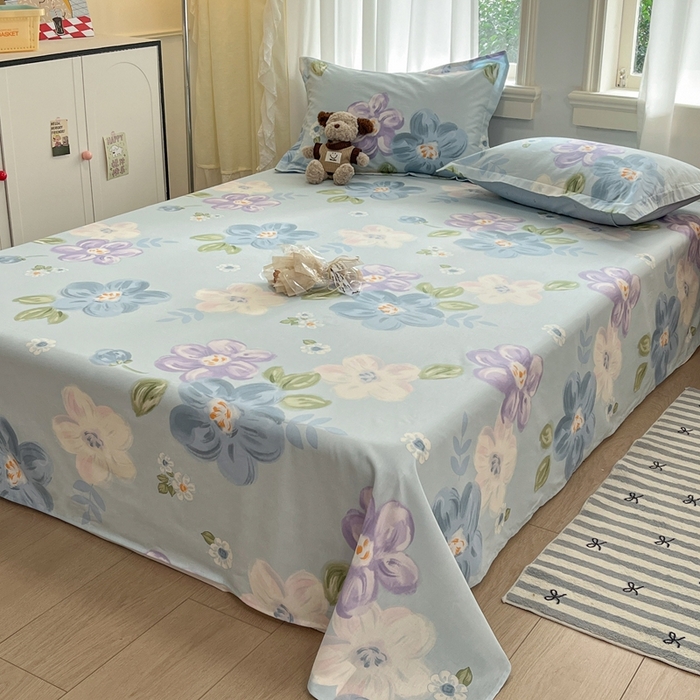 91家纺网 家纺一手货源 找家纺 菲梵家纺 2025新款小清新喷气印花全棉单品被套 伊洛