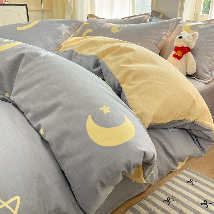 91家纺网 家纺一手货源 找家纺 菲梵家纺 2025新款小清新喷气印花全棉单品被套 趣味星空