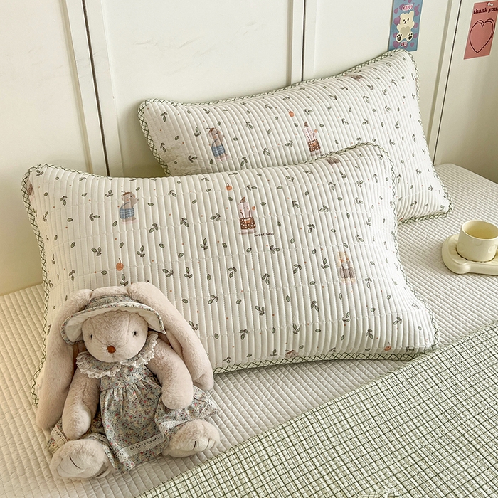 91家纺网 家纺一手货源 找家纺 沐纯家居  2025新款40支双面纯棉印花床盖三件套 小美好