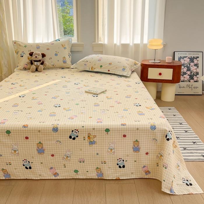 91家纺网 家纺一手货源 找家纺 菲梵家纺 2025新款小清新喷气印花全棉单品被套 森林派对