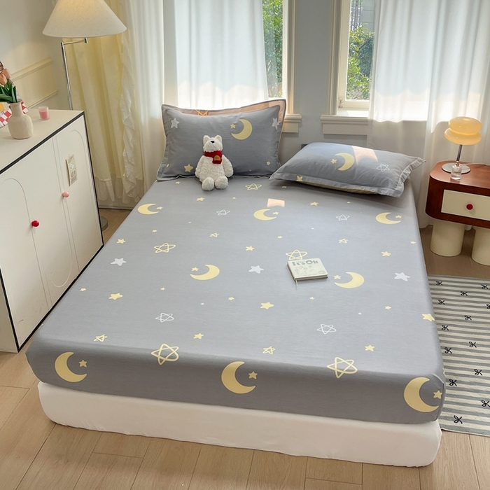 91家纺网 家纺一手货源 找家纺 菲梵家纺 2025新款小清新喷气印花全棉单品被套 趣味星空