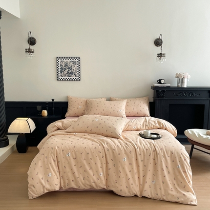 91家纺网 家纺一手货源 找家纺 （总）仟网汇 2025新款小清新有氧针织棉双层纱系列四件套