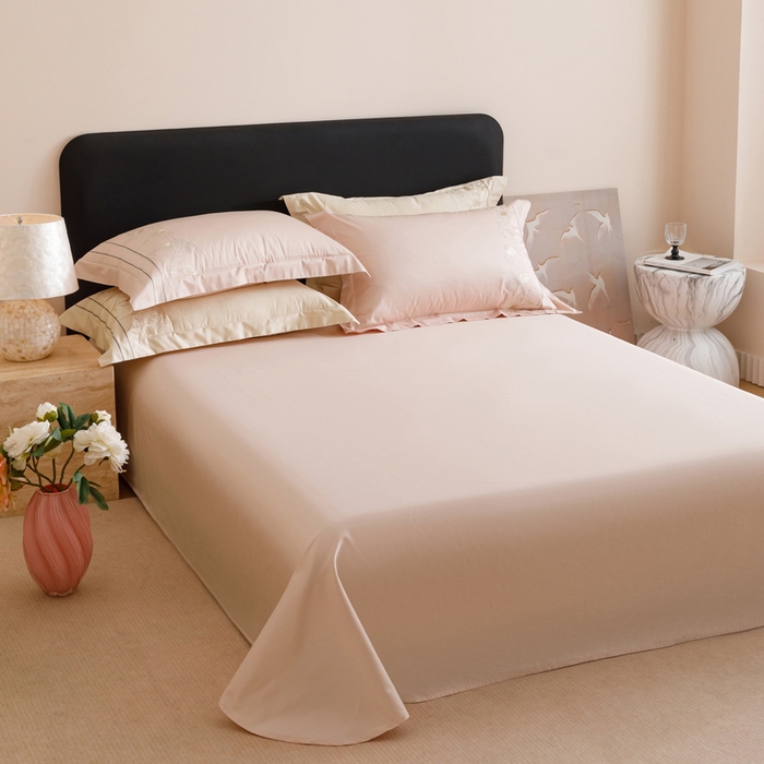 91家纺网 家纺一手货源 找家纺 艾莱家纺 2025新款A类100支长绒棉纯棉四件套-郁金香 郁金香-珍珠粉