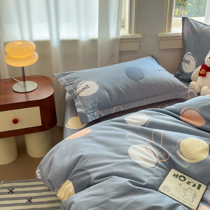 91家纺网 家纺一手货源 找家纺 菲梵家纺 2025新款小清新喷气印花全棉单品被套 梦幻泡泡