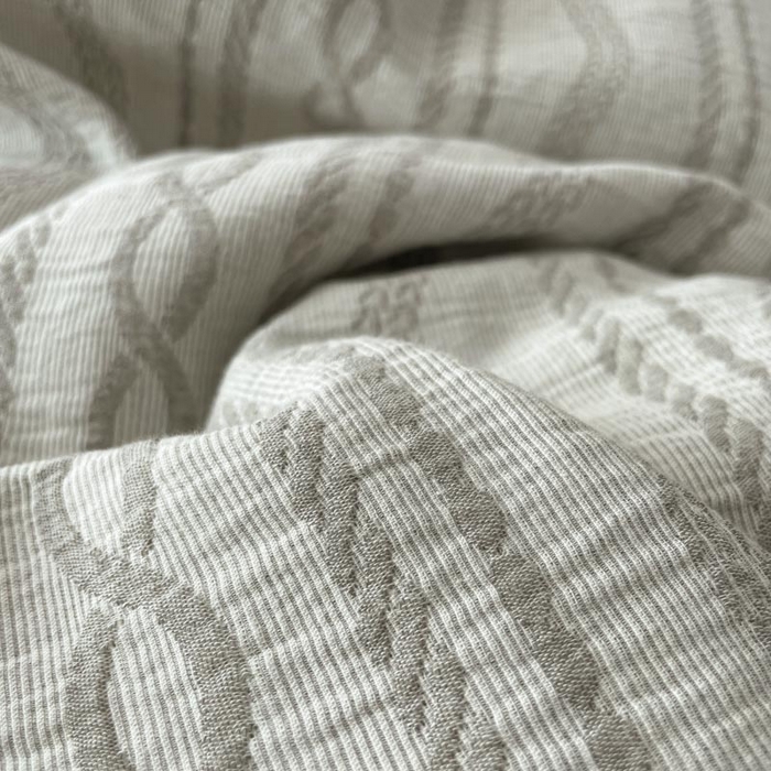 91家纺网 家纺一手货源 找家纺 ab家纺 2025新款全棉三层纱小提花四件套 暖阳-灰