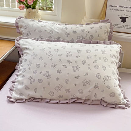 91家纺网 家纺一手货源 找家纺 （总）尤米 2025新款高克重针织双层纱花边款枕套