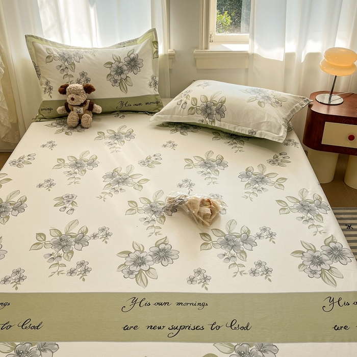 91家纺网 家纺一手货源 找家纺 菲梵家纺 2025新款小清新喷气印花全棉单品床单 缪斯女神