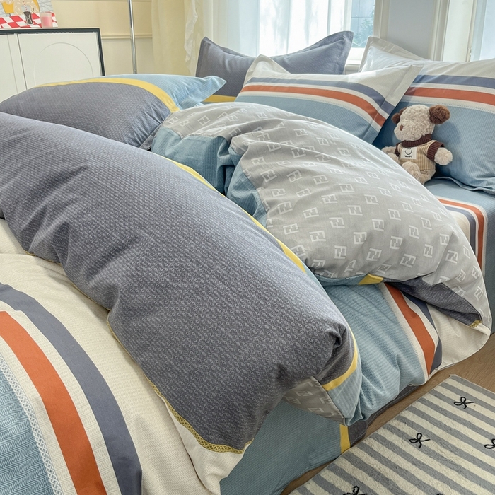 91家纺网 家纺一手货源 找家纺 菲梵家纺 2025新款小清新喷气印花全棉单品被套 晨光微出