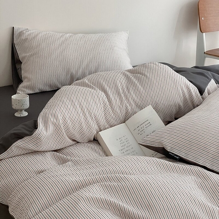 91家纺网 家纺一手货源 找家纺 （总）卧趣家纺 2025新款A类全棉华夫格色织多色提花纯棉四件套-森韵