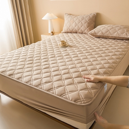 九亭家纺 2025新款A类全棉夹棉纯色床笠 轻奢-卡其