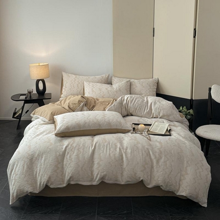 91家纺网 家纺一手货源 找家纺 （总）ab家纺 2025新款全棉三层纱小提花四件套