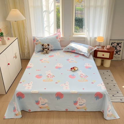 91家纺网 家纺一手货源 找家纺 （总）菲梵家纺 2025新款小清新喷气印花全棉单品床单