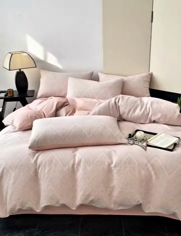 91家纺网 家纺一手货源 找家纺 ab家纺 2025新款全棉三层纱小提花四件套 伯爵 - 豆沙