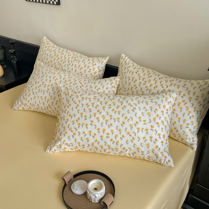 91家纺网 家纺一手货源 找家纺 仟网汇 2025新款小清新有氧针织棉双层纱系列四件套 小晴天