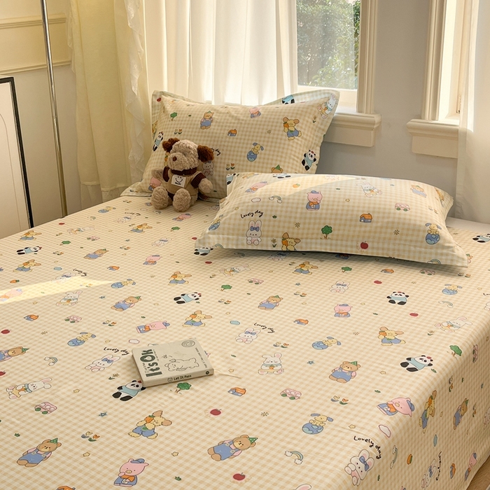 91家纺网 家纺一手货源 找家纺 菲梵家纺 2025新款小清新喷气印花全棉单品被套 森林派对