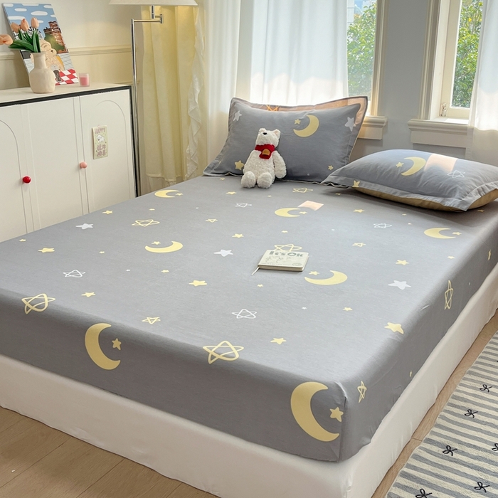 91家纺网 家纺一手货源 找家纺 菲梵家纺 2025新款小清新喷气印花全棉单品被套 趣味星空