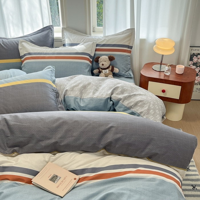 91家纺网 家纺一手货源 找家纺 菲梵家纺 2025新款小清新喷气印花全棉单品被套 晨光微出