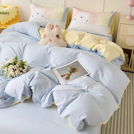 91家纺网 家纺一手货源 找家纺 （总）海岛哥哥 2025新款设计师款双拼纯色+大版枕套系列四件套