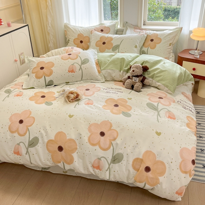 91家纺网 家纺一手货源 找家纺 菲梵家纺 2025新款小清新喷气印花全棉单品被套 曼影花幕