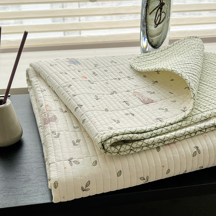 91家纺网 家纺一手货源 找家纺 沐纯家居  2025新款40支双面纯棉印花床盖三件套 小美好