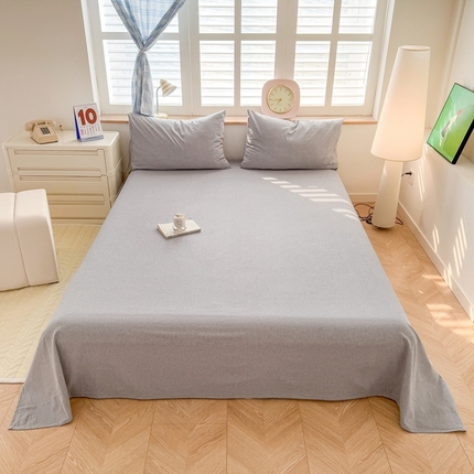 温眠 2025新款A类全棉色织水洗棉床单 浅灰